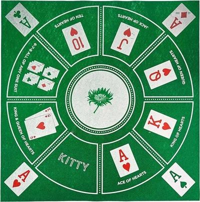 S&L-pelimatto - 24" X 24" vihreä huopamatto - Perinteiset vedonlyönti- ja bluffikorttipelit perheille - Pokerin, Michigan Rummyn ja Rummyn ystäville - 30+ Minimipeli, 2-9 pelaajaa